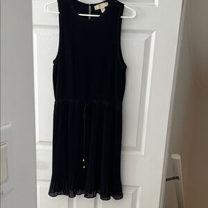 Michael Kors Black Sleeveless Pleated Waist Drawstring Dress